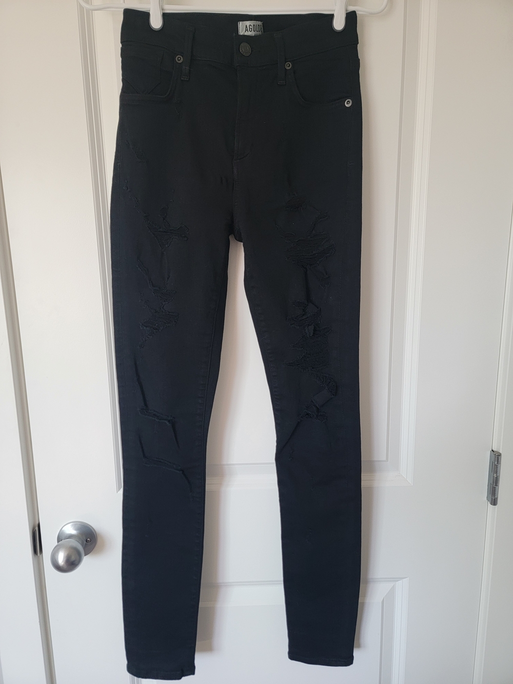 AGOLDE Black Distressed Skinny Jeans